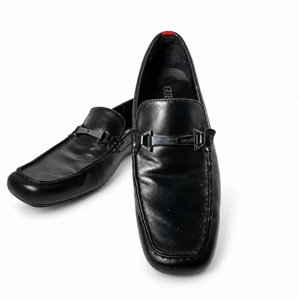 GUESS GMDREAM Men's Black Loafers Dress Shoes Size 8.5 Slip On Excellent No Box
